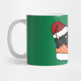 Black Cat Salmon Sushi Christmas Mug